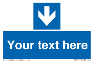 Custom Mandatory directional sign, blue arrow down